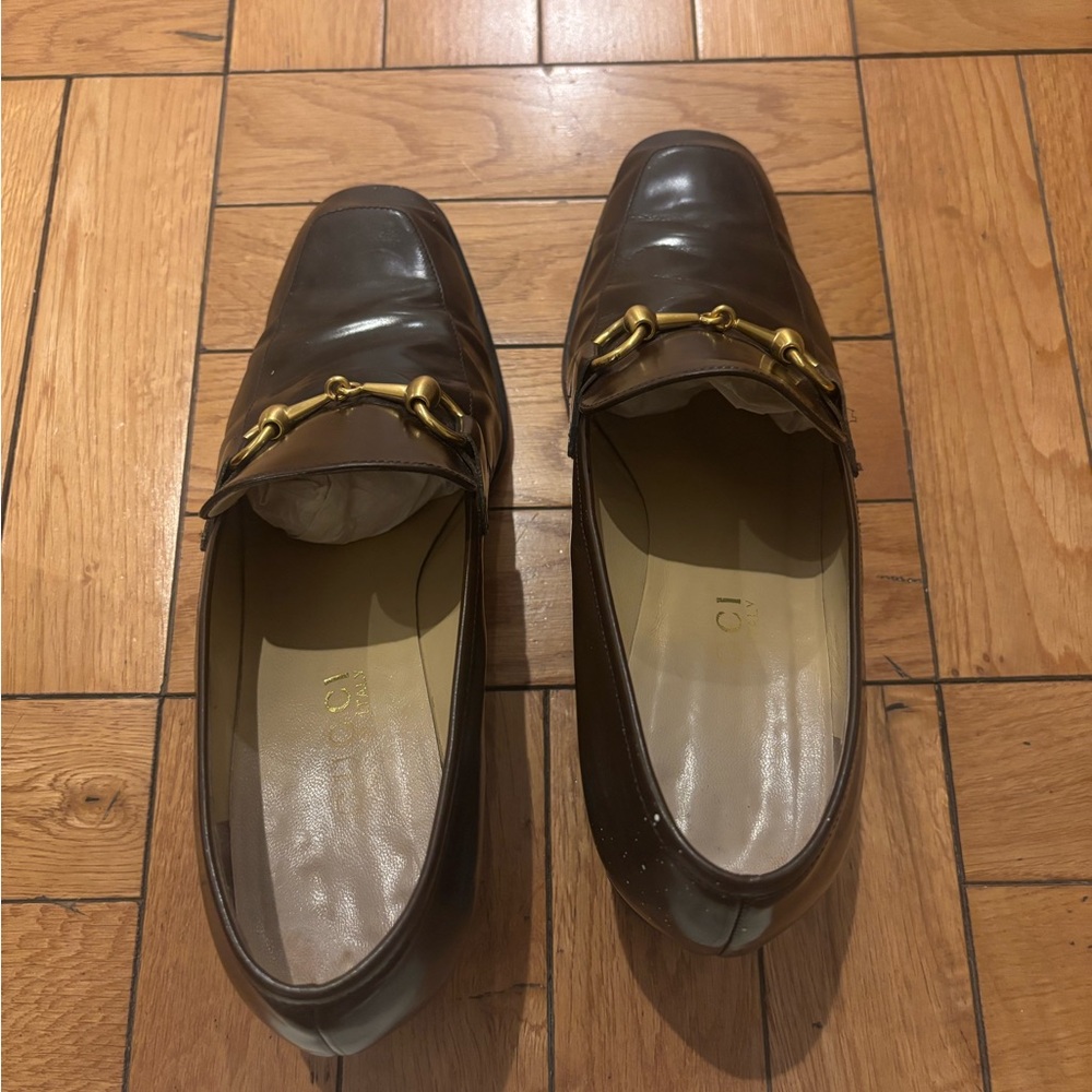 Gucci Brown Leather Loafers with Horsebit Detail - Picture 2 of 6